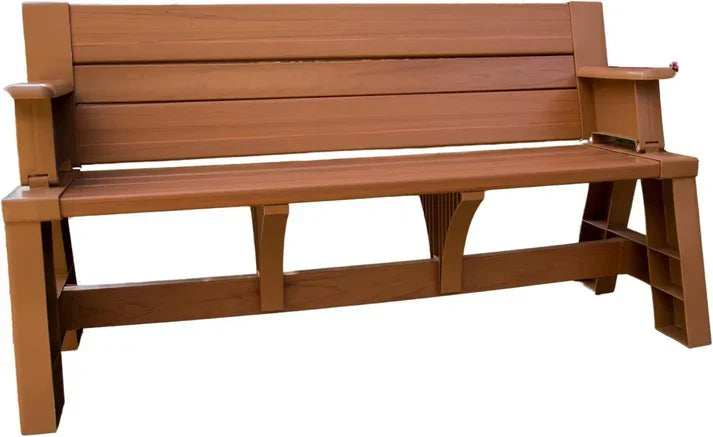 2-in-1 convertible garden bench in Wood Brown