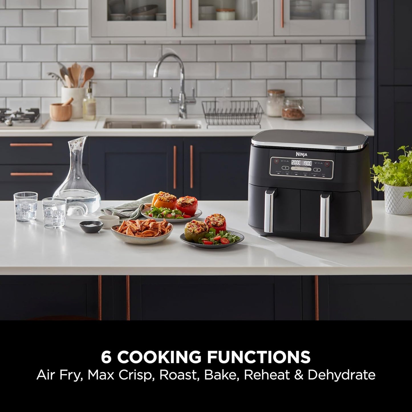 6 fonctions de cuisson — Air Fry, Max Crisp, rôtir, cuire, réchauffer, déshydrater