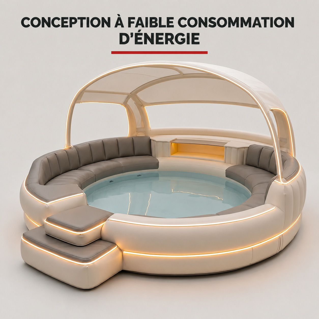 Spa gonflable de luxe avec auvent et éclairage d'ambiance