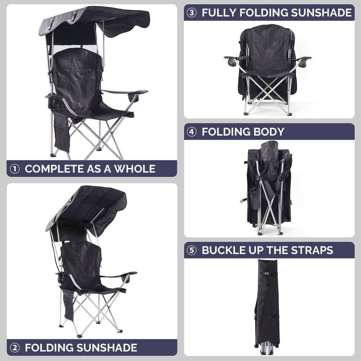How the canopy and chair fold away