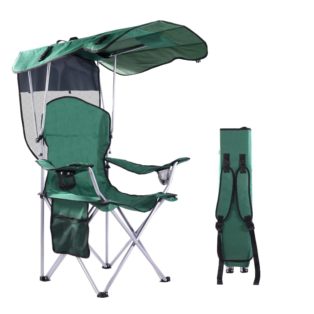 Folding canopy chair in Green with its carry bag