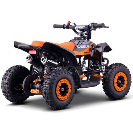 Pocket quad CRZ Weely orange — détail guidon et commandes