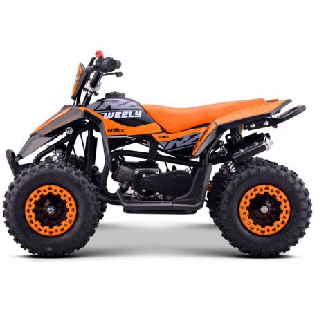 Pocket quad CRZ Weely orange — détail roues et freins à disque