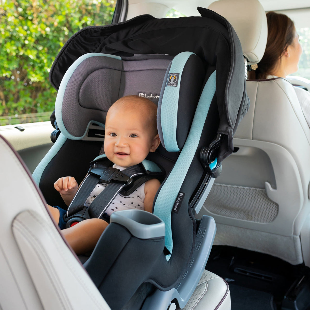 Baby in the car seat in a car