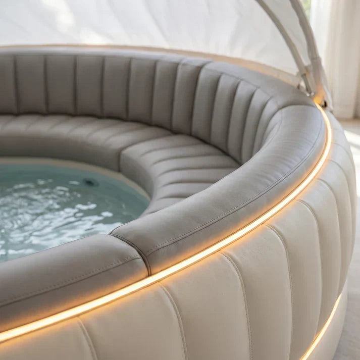 Luxury Inflatable Hot Tub with Canopy and Ambient Lighting