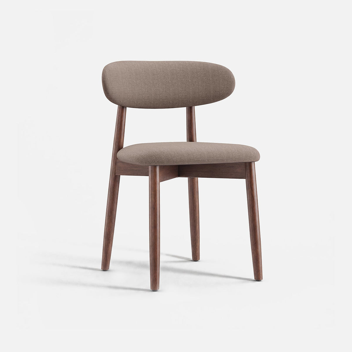 Mid-century modern upholstered dining chair in Camel